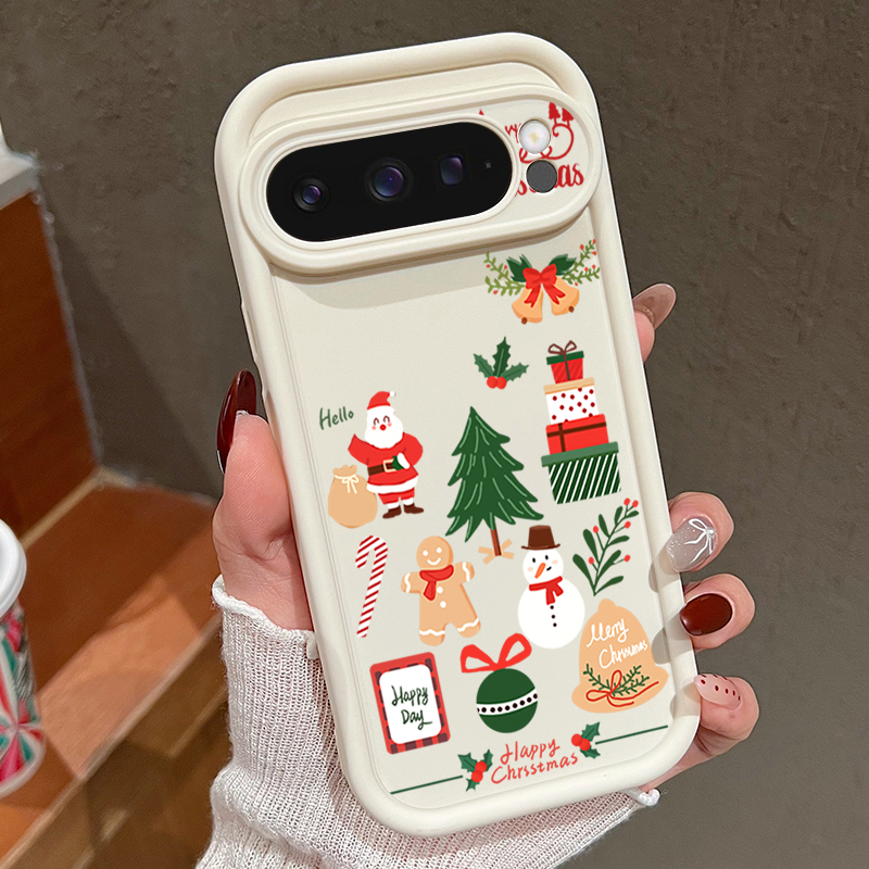 Google Pixel 9 Pro - Casing HP TPU Lembut Motif Natal
