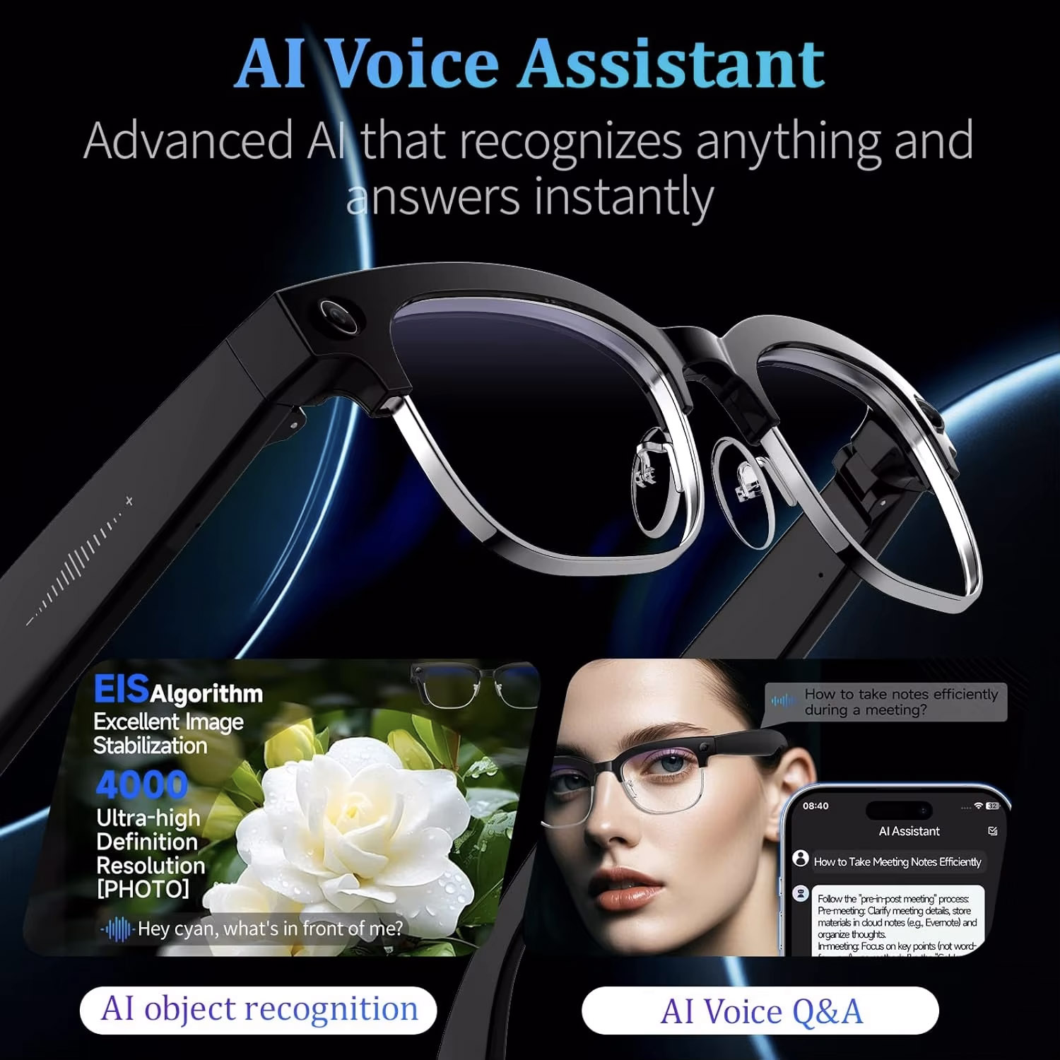 Kacamata Pintar AI Kamera HD 4 - Smart Glasses Lens ulasan dan harga